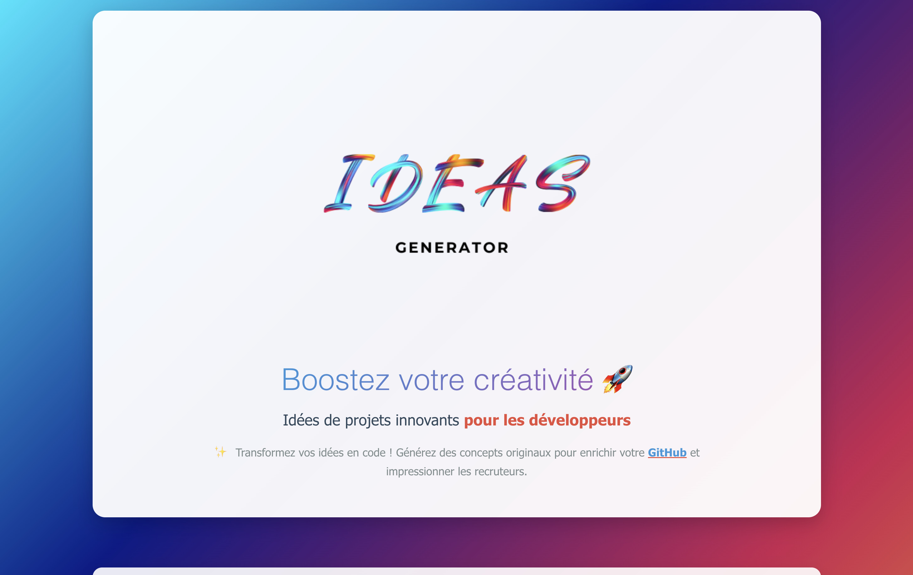 Project Ideas Generator